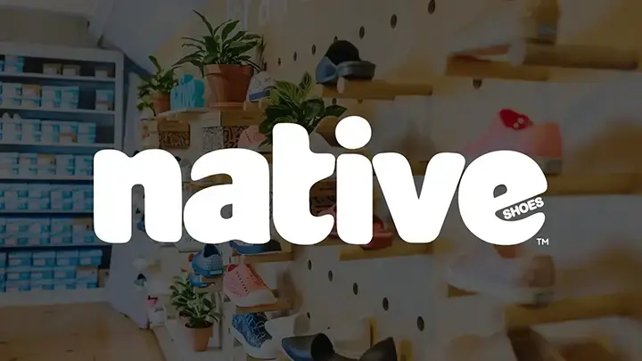 Native shoes logo over product background